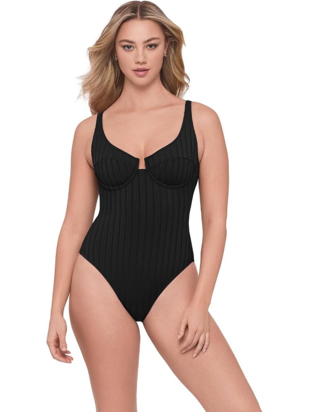 Sculpting Scoop Neck Underwire One-Piece Swimsuit for Women - Flattering Fit